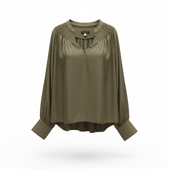Banana Republic Satin Blouse in Olive- Size XL- EUC $98 Retail - Picture 3 of 9